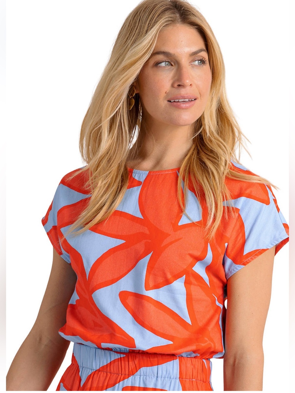 Southern Tide Jaclyn Garden Glory Elastic Waist Top. Size Large.